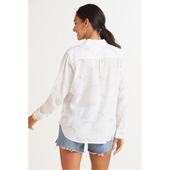 RAILS Charli Golden Cheetah Linen Blend Button Down // XS - Picture 4 of 13